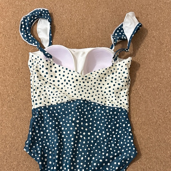 Summersalt Polka Dot One Piece Swimsuit - Navy and Cream - Picture 3 of 4